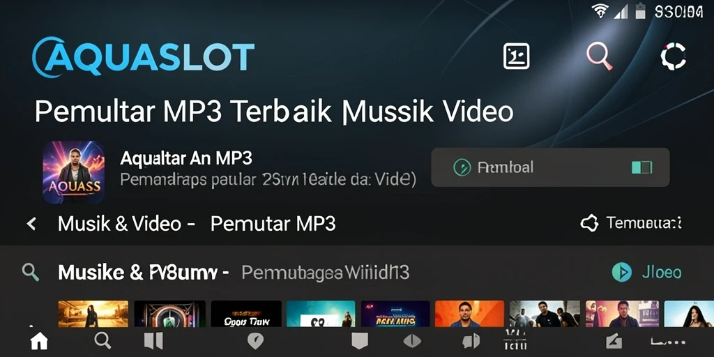 Tampilan antarmuka AQUASLOT sebagai Pemutar MP3 yang modern.