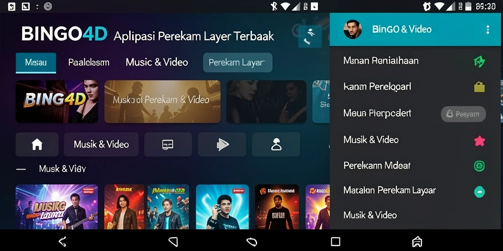 Tampilan antarmuka BINGO4D yang intuitif untuk perekaman layar.
