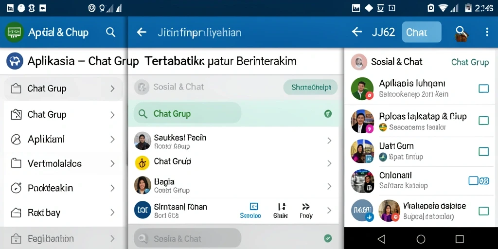 Antarmuka pengguna aplikasi Chat Grup JJ62 yang menarik.