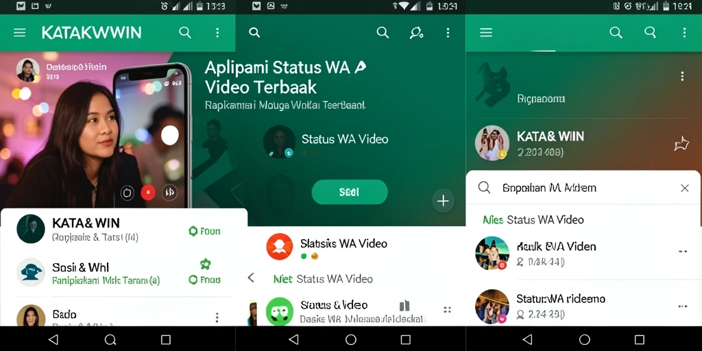 Tampilan antarmuka aplikasi KATAKWIN untuk Status WA Video.