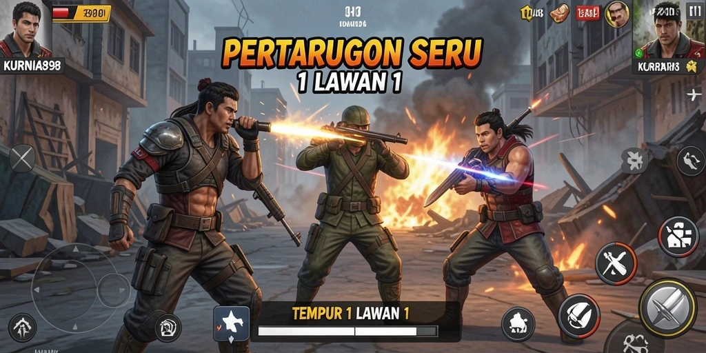 Screenshot KURNIA898 menampilkan pertarungan seru 1 lawan 1.