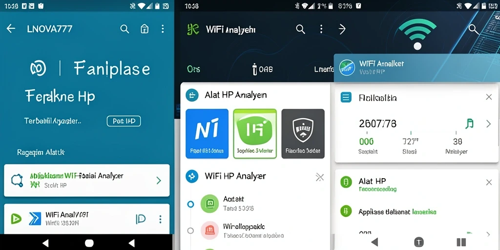 Antarmuka aplikasi LNOVA777 yang menampilkan analisis jaringan WiFi.