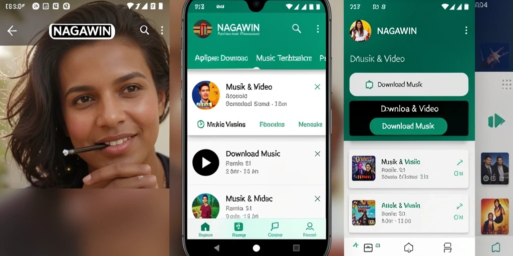 Tampilan antarmuka NAGAWIN yang sederhana dan fungsional untuk download musik.
