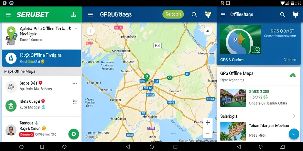 Tampilan antarmuka aplikasi SERUBET dengan peta offline.